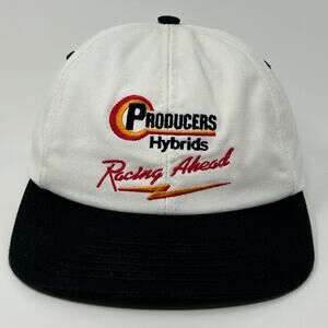 Vintage 90s Producers Hybrids Hat Baseball Cap Seeds Agriculture Snapback White